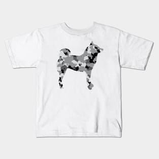 Lilly the Shiba Inu Silhouette - Arctic Camo on White Kids T-Shirt